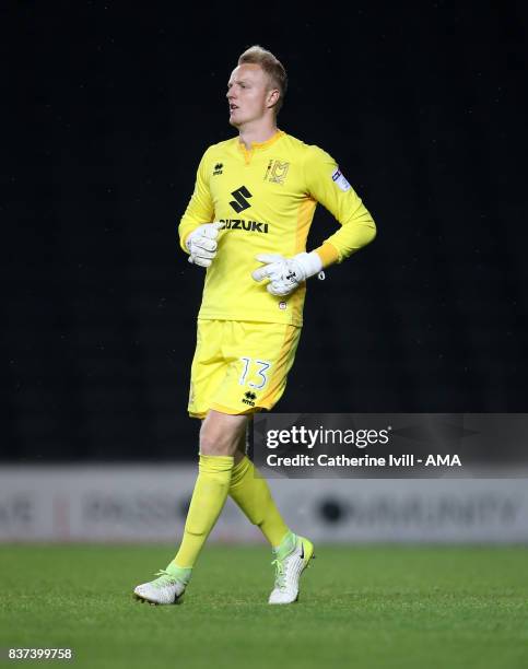 Wieger Sietsma of MK Dons during the Carabao Cup Second Round match between Milton Keynes Dons and Swansea City at StadiumMK on August 22, 2017 in...