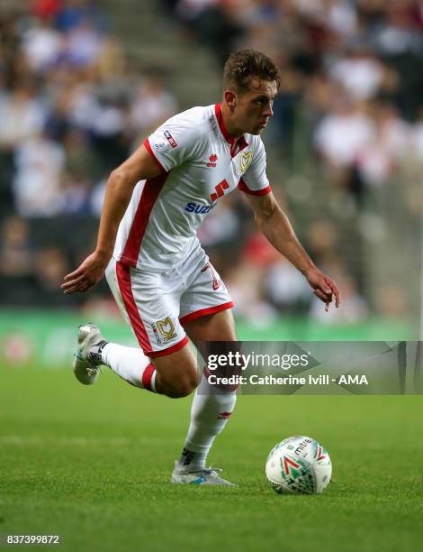 Callum Brittain of MK Dons during the Carabao Cup Second Round match between Milton Keynes Dons and Swansea City at StadiumMK on August 22, 2017 in...