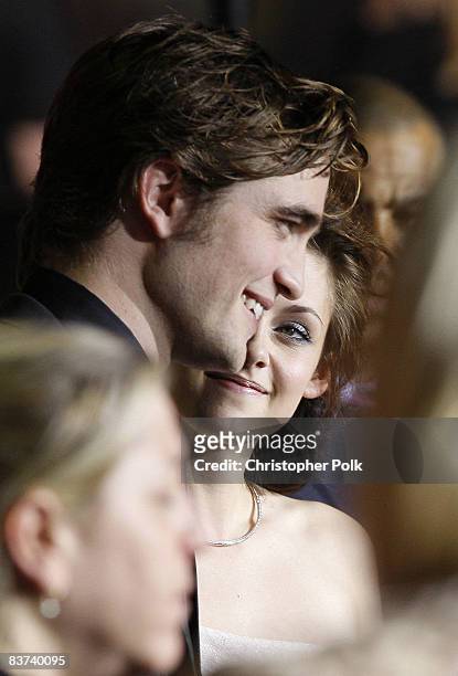 Robert Pattinson and Kristen Stewart arrive to the Los Angeles premiere of "Twilight" at Mann Village and Bruin Theaters in Los Angeles, CA on...