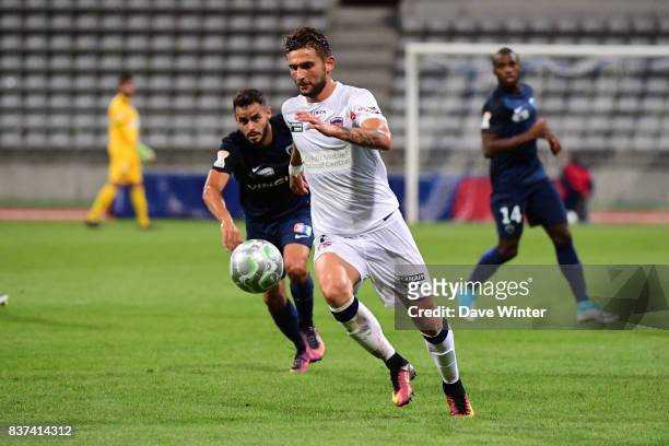 Nicolas Gavory of Clermont during the French League Cup match between Paris FC and Clermont Foot at Stade Charlety on August 22, 2017 in Paris,...