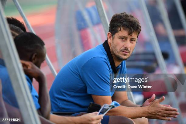 Paris FC coach Fabien Mercadal during the French League Cup match between Paris FC and Clermont Foot at Stade Charlety on August 22, 2017 in Paris,...