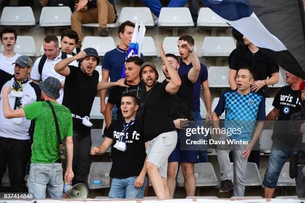 Paris FC fans during the French League Cup match between Paris FC and Clermont Foot at Stade Charlety on August 22, 2017 in Paris, France.