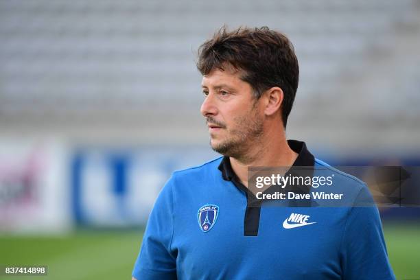 Paris FC coach Fabien Mercadal during the French League Cup match between Paris FC and Clermont Foot at Stade Charlety on August 22, 2017 in Paris,...