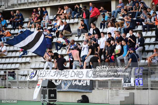 Paris FC fans during the French League Cup match between Paris FC and Clermont Foot at Stade Charlety on August 22, 2017 in Paris, France.