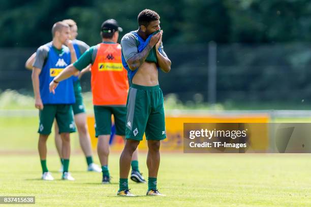 Kwame Yeboah of Borussia Moenchengladbach during a training session at the Training Camp of Borussia Moenchengladbach on July 19, 2017 in...