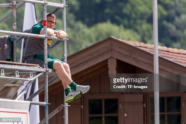 Sportdirektor Max Eberl of Borussia Moenchengladbach looks on during a training session at the Training Camp of Borussia Moenchengladbach on July 19,...
