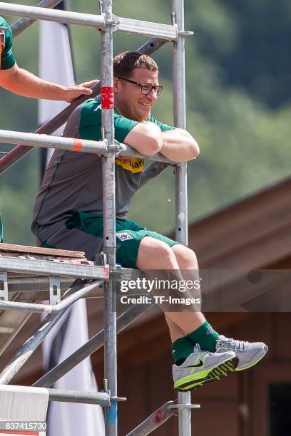 Sportdirektor Max Eberl of Borussia Moenchengladbach looks on during a training session at the Training Camp of Borussia Moenchengladbach on July 19,...