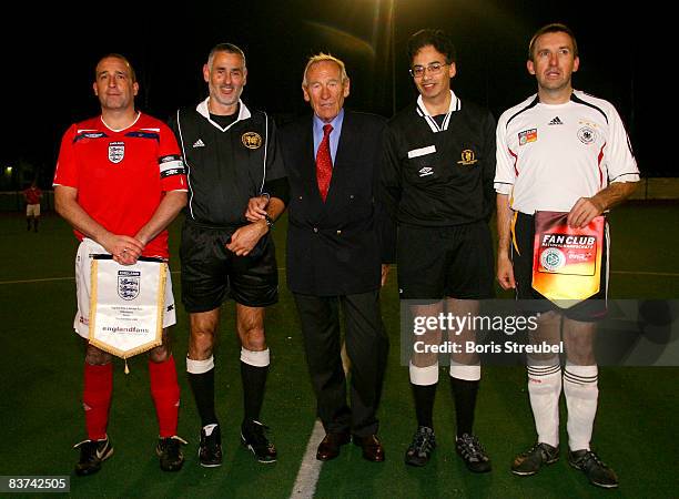 The teamster of the German national team fan club , the teamster of the English national team fan club , the referees and the German football legend...