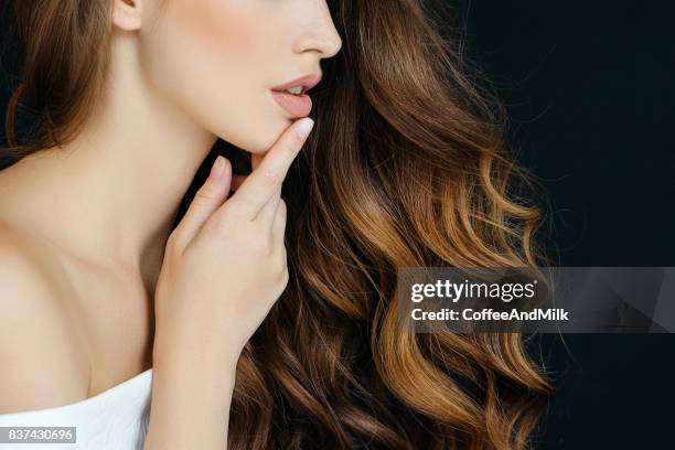 studio shot of young beautiful woman - beautiful woman profile stock pictures, royalty-free photos & images