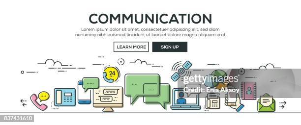 kommunikation-banner und icons - anrufbeantworter stock-grafiken, -clipart, -cartoons und -symbole