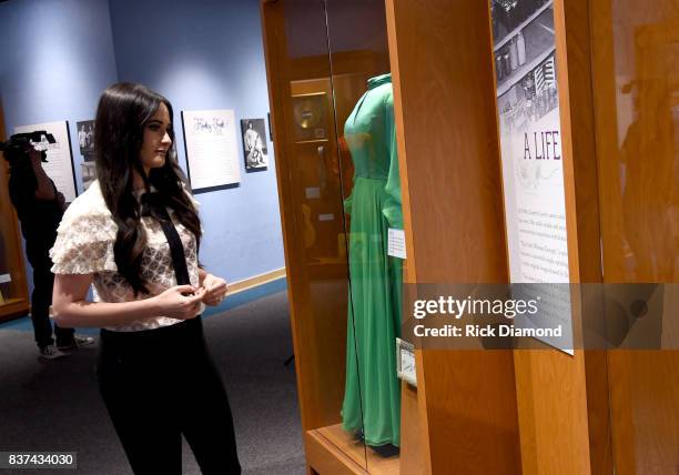 Kacey Musgraves views the Loretta Lynn: Blue Kentucky Girl exhibit at Country Music Hall of Fame and Museum on August 22, 2017 in Nashville,...