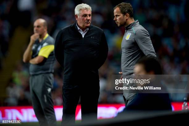 Steve Bruce manager of Aston Villa during the Carabao Cup Second Round match between Aston Villa and Wigan Athletic at the Villa Park on August 22,...