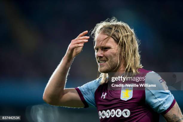 Birkir Bjarnason of Aston Villa during the Carabao Cup Second Round match between Aston Villa and Wigan Athletic at the Villa Park on August 22, 2017...