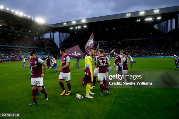 Aston Villa before the Carabao Cup Second Round match between Aston Villa and Wigan Athletic at the Villa Park on August 22, 2017 in Birmingham,...