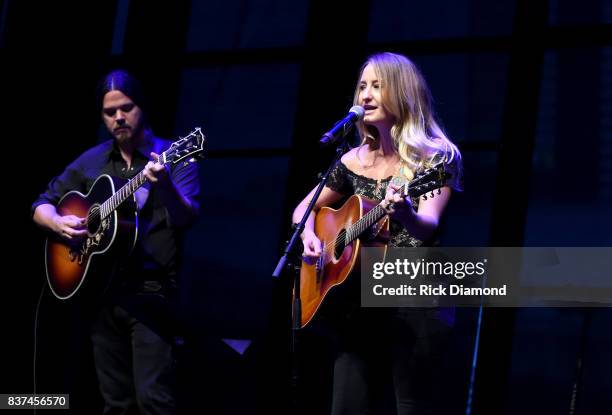 Margo Price performs Fist City onstage during the exhibition opening of Loretta Lynn: Blue Kentucky Girl at Country Music Hall of Fame and Museum...