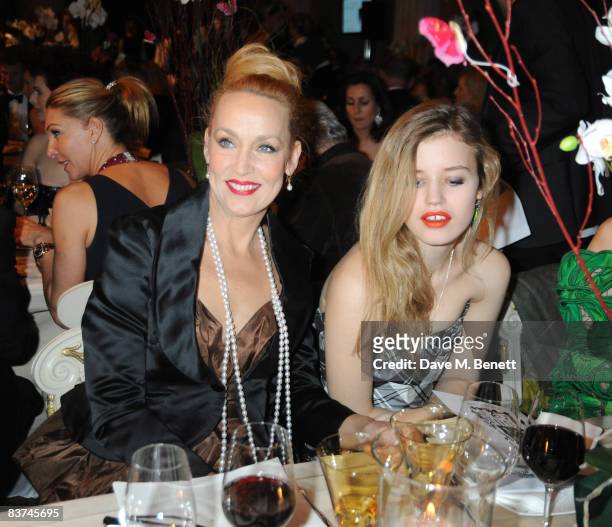 Jerry Hall and Georgia May Jagger attend the Chaos Point Gala Dinner where Vivienne Westwood will present her Gold Label Collection in collaboration...