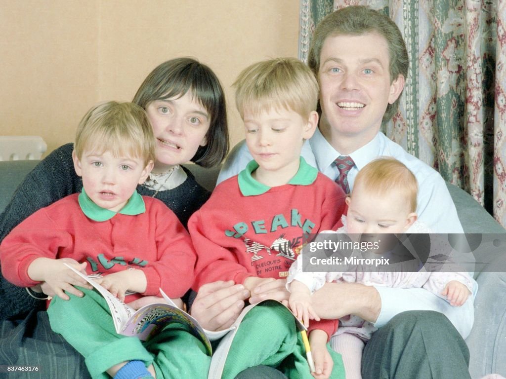 Tony Blair and family December 1988 Tony Blair future labour prime