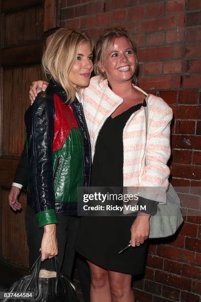 Sienna Miller leaving Apollo Theatre after her performance in Cat on a Hot Tin Roof on August 22, 2017 in London, England.