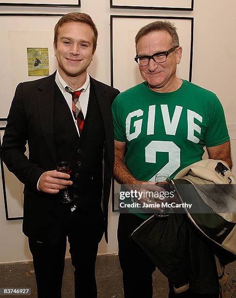 Zak Williams and Robin Williams attend the Timo Pre Fall 2009 Launch with Interview Magazine at Phillips De Pury on November 18, 2008 in New York...