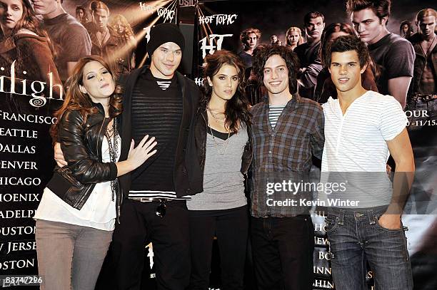 Actors Ashley Greene, Kellan Lutz, Nikki Reed, Jackson Rathbone and Taylor Lautner appear at the "Twilight" cast's Q & A and Paramore's live...