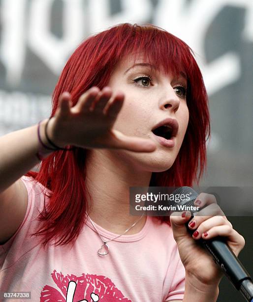 Singer Hayley Williams appears at the "Twilight" cast's Q & A and Paramore's live performance and autograph signing at the Hollywood and Highland Hot...