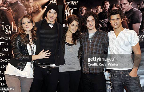 Actors Ashley Greene, Kellan Lutz, Nikki Reed, Jackson Rathbone and Taylor Lautner appear at the "Twilight" cast's Q & A and Paramore's live...