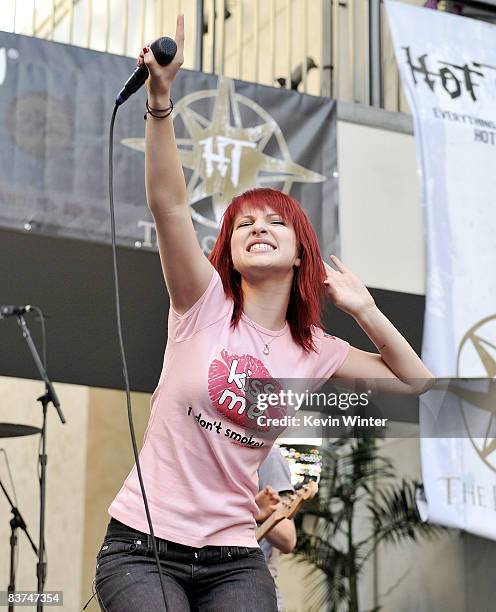 Singer Hayley Williams appears at the "Twilight" cast's Q & A and Paramore's live performance and autograph signing at the Hollywood and Highland Hot...