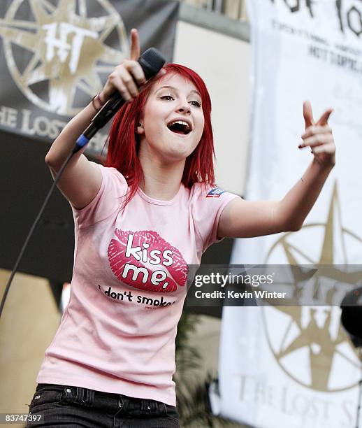 Singer Hayley Williams appears at the "Twilight" cast's Q & A and Paramore's live performance and autograph signing at the Hollywood and Highland Hot...