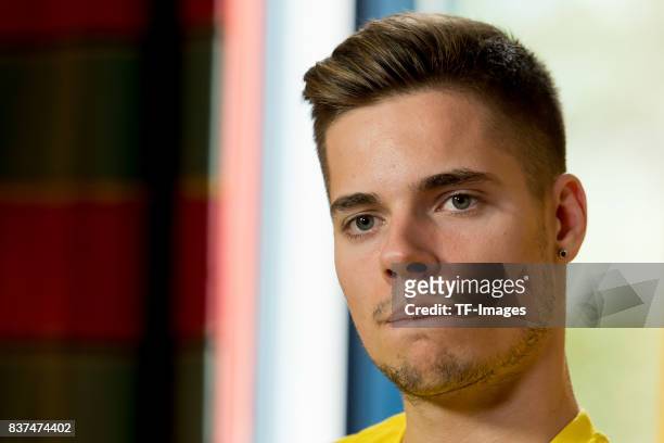 Julian Weigl of Dortmund looks on during interviews as part of the training camp on July 28, 2017 in Bad Ragaz, Switzerland.