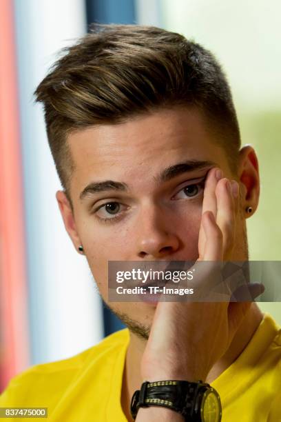 Julian Weigl of Dortmund looks on during interviews as part of the training camp on July 28, 2017 in Bad Ragaz, Switzerland.