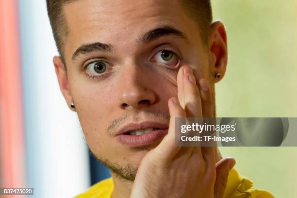 Julian Weigl of Dortmund looks on during interviews as part of the training camp on July 28, 2017 in Bad Ragaz, Switzerland.