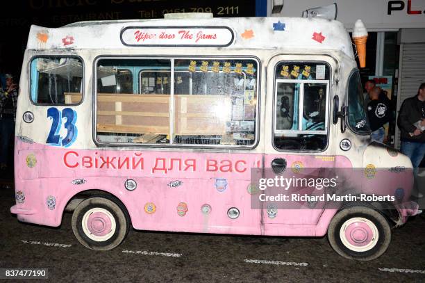 The Justified Ancients of Mu Mu's Ice Cream Van is parked outside the News from Nowhere Bookshop as The Justified Ancients of Mu Mu Present 'Welcome...