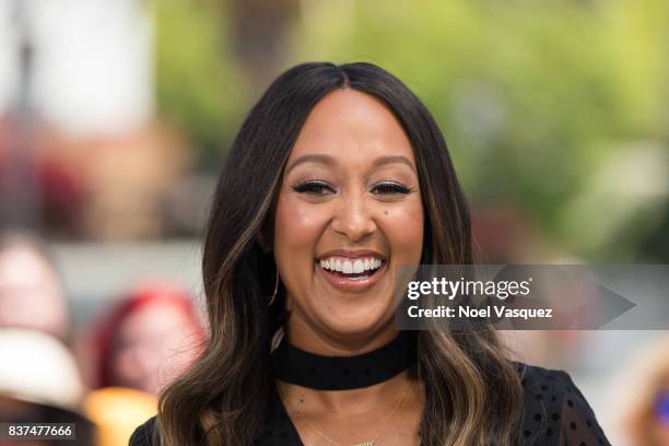 Tamera Mowry visits "Extra" at Universal Studios Hollywood on August 22, 2017 in Universal City, California.