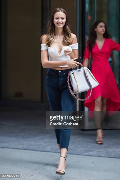 Model Kristina Romanova attends call backs for the 2017 Victoria's Secret Fashion Show in Midtown on August 22, 2017 in New York City.