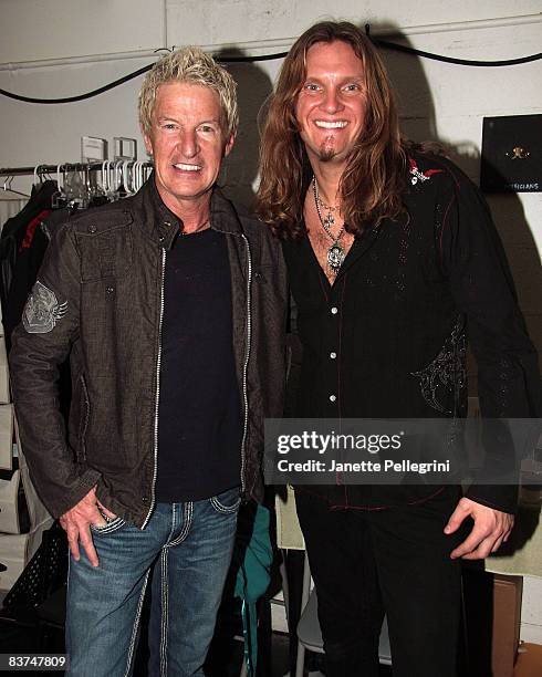 Musician Kevin Cronin and Joel Hoekstra visit "Rock of Ages" Off-Broadway at the New World Stages on November 17, 2008 in New York City.