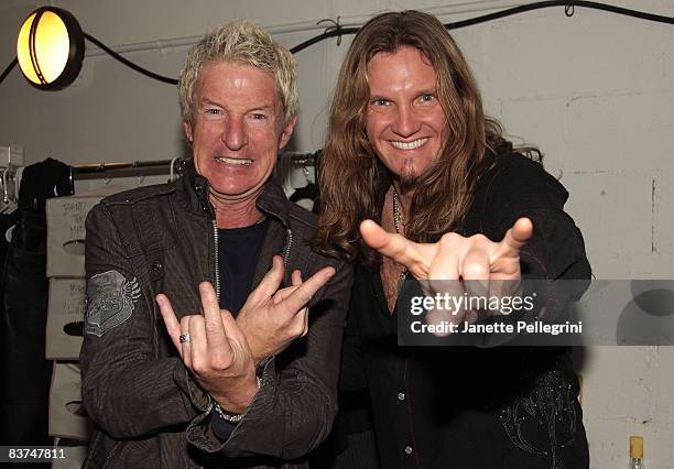 Musician Kevin Cronin and Joel Hoekstra visit "Rock of Ages" Off-Broadway at the New World Stages on November 17, 2008 in New York City.