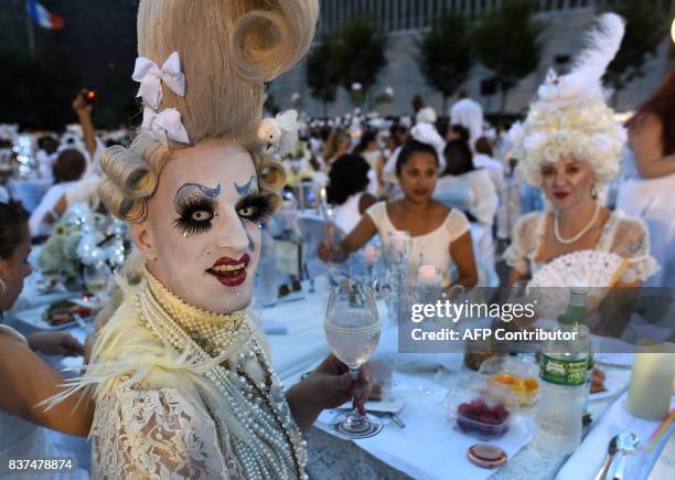 Guest Eric Strauss attends the annual New York City Diner en Blanc, August 22, 2017 held this year at the plaza at Lincoln Center . The Diner en...