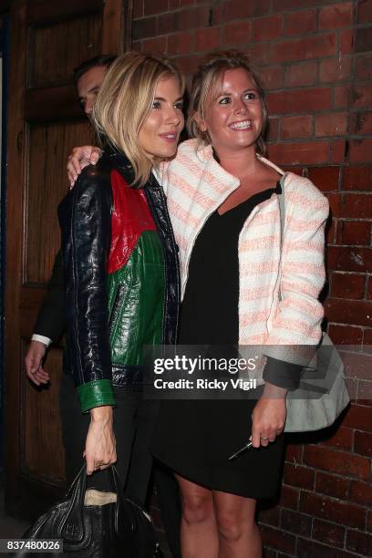 Sienna Miller leaving Apollo Theatre after her performance in "Cat on a Hot Tin Roof" on August 22, 2017 in London, England.