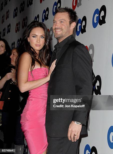 Actress Megan Fox and actor Brian Austin Green arrive at the 13th Annual GQ "Men of the Year" Party at the Chateau Marmont on November 18, 2008 in...
