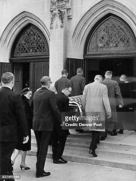 Dignan Funeral Held The body of Emmett J. Dignan Denver civic leader and retired vice president of the Denver U.S. National Bank, is carried into...