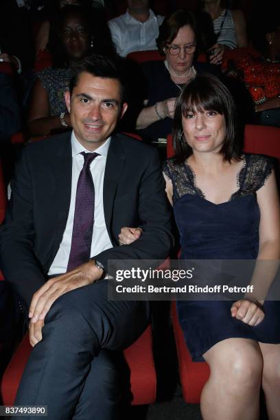 Mayor of Angouleme Xavier Bonnefont and his wife Fanny attend the 10th Angouleme French-Speaking Film Festival : Opening Ceremony on August 22, 2017...