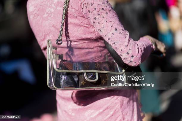 Marianne Theodorsen wearing a pink dress, transparent Chanel bag News  Photo - Getty Images