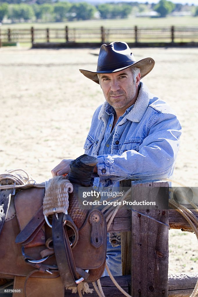 Portrait of a cowboy at a ranch