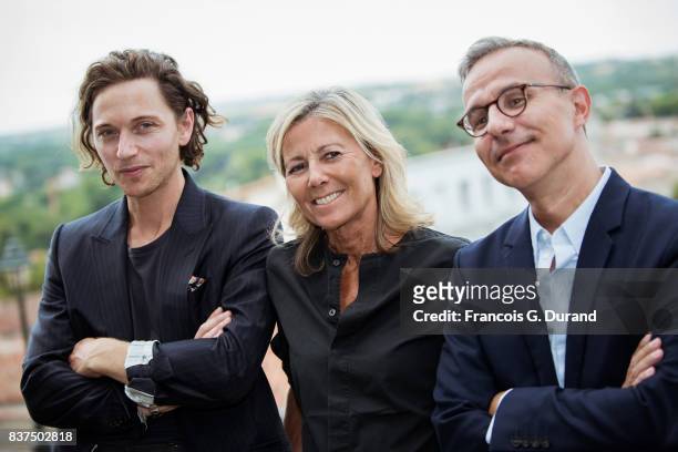 Singer Raphael, Claire Chazal and Philippe Besson attend the Jury photocall during the 10th Angouleme French-Speaking Film Festival on August 22,...
