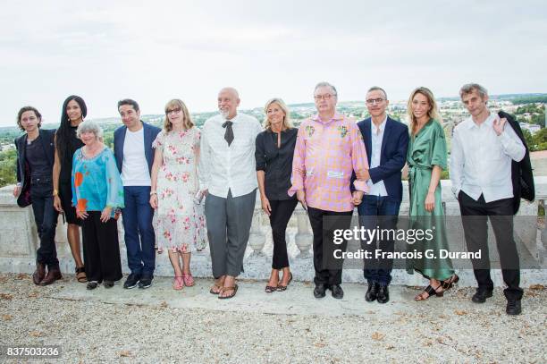 Jury president, US actor and director John Malkovich , poses with jury members French singer Raphael, French actress Stefi Celma, Canal Plus Cinema...
