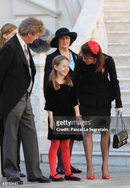 Prince Ernst August of Hanover, Princess Alexandra of Hanover and Princess Caroline of Hanover attend the Award Ceremony for badges of rank and...