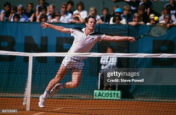 John McEnroe playing Ivan Lendl in the men's singles final of the Tournoi de Roland-Garros , at the Stade Roland Garros, Paris, June 1984. Lendl won...