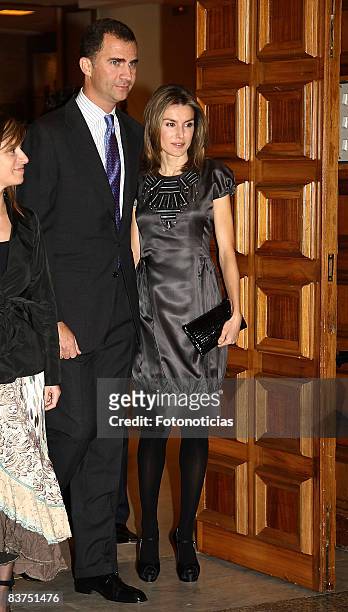 Prince Felipe of Spain and Princess Letizia of Spain attend Spanish Youth Congress 25th anniversary dinner, at the Palacio de Congresos on November...
