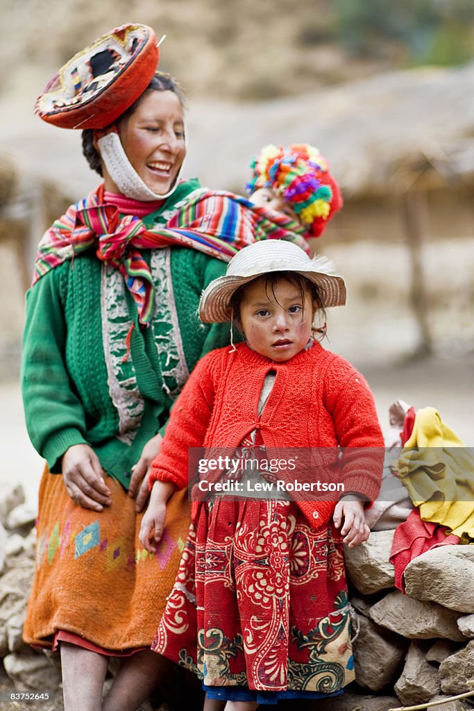 Peruvian Mother with her children