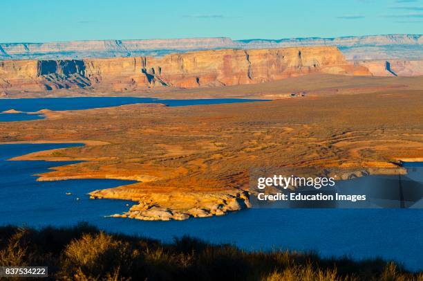 North America, USA, Arizona, Page, Lake Powell Vistas, and Antelope Island From Wahweap Overlook.